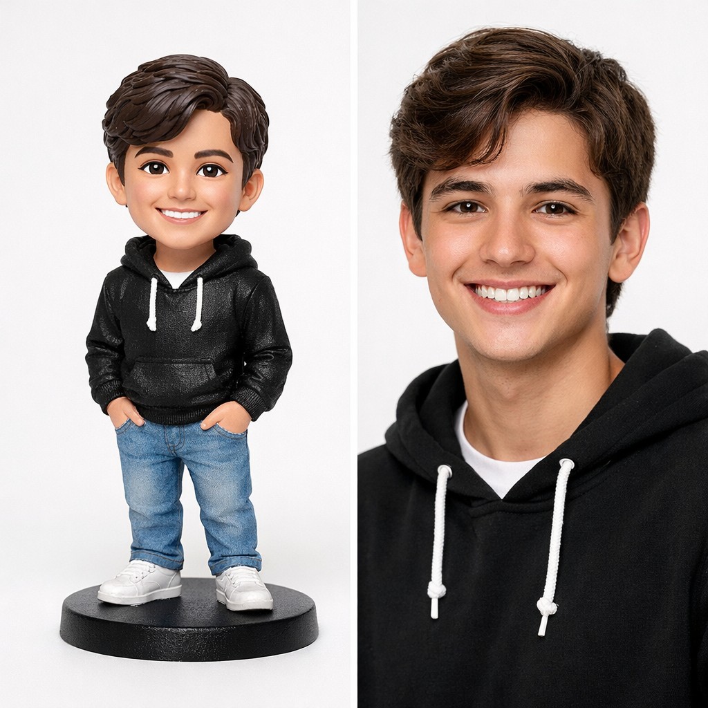 مقایسه عکس واقعی با فیگور ساخته‌شده از روی آن — نتیجه نهایی کار تیم فیگورو